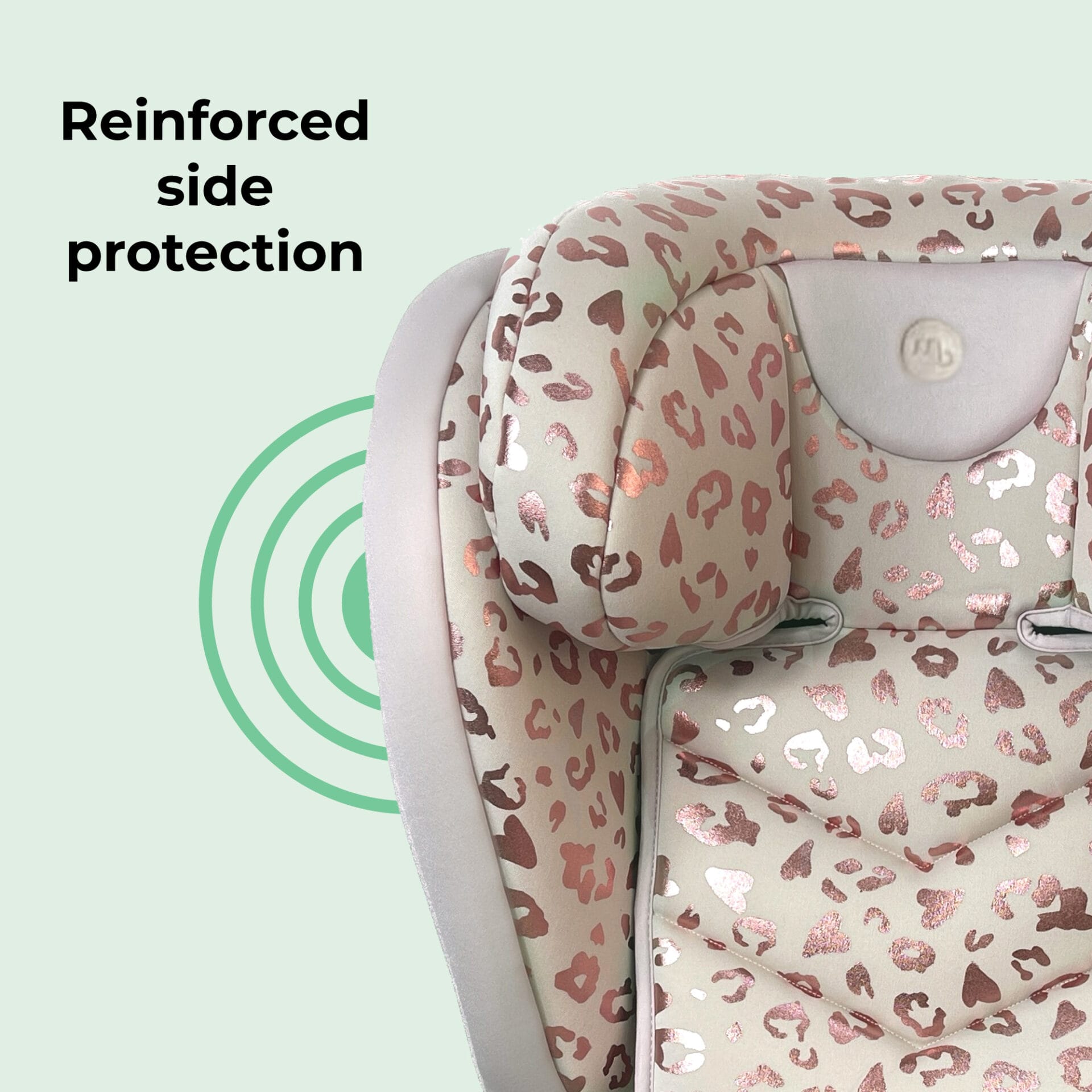 My babiie mbcs23 lite i size (100 150cm) high back booster car seat blush leopard (3)