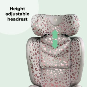 My babiie mbcs23 lite i size (100 150cm) high back booster car seat blush leopard (5)