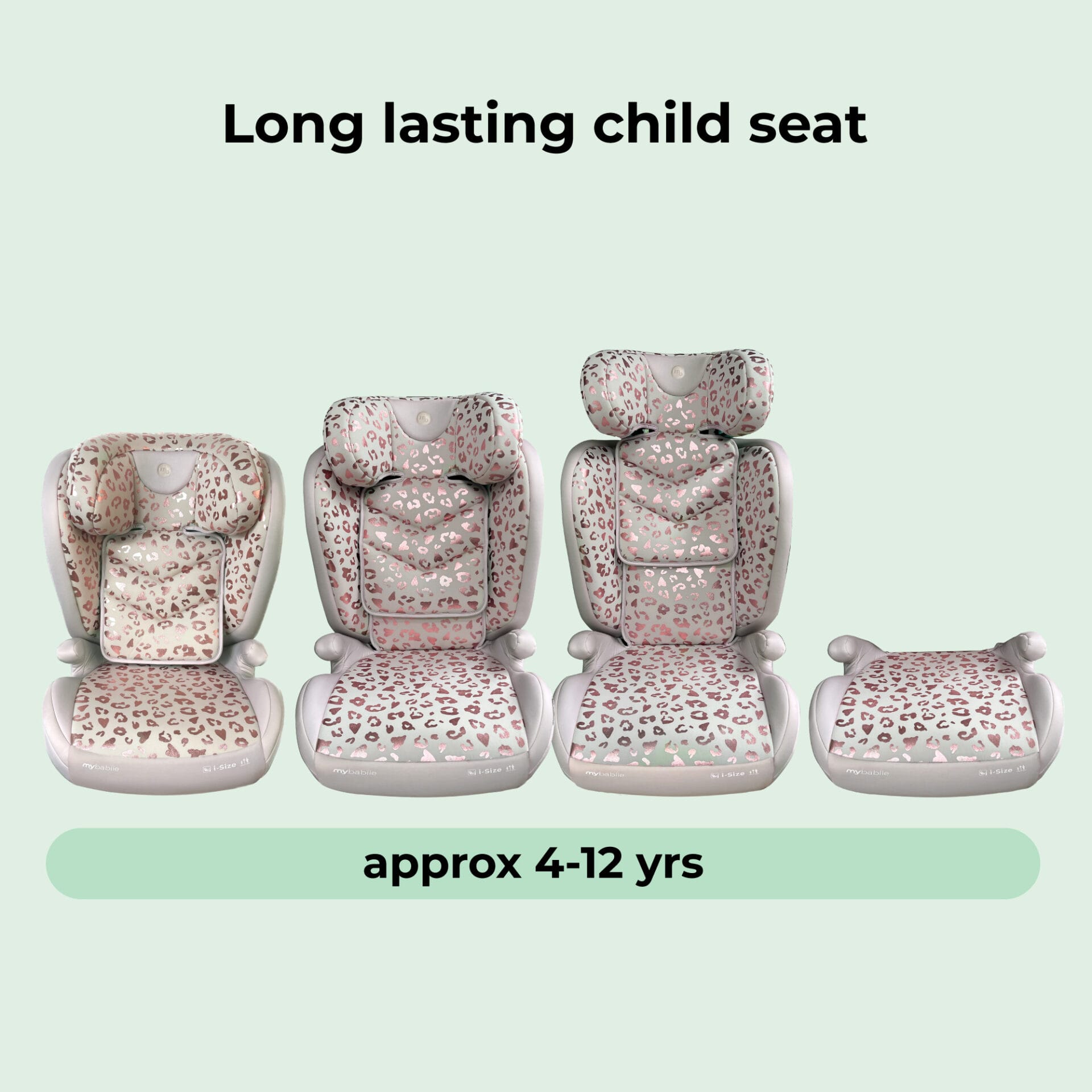 My babiie mbcs23 lite i size (100 150cm) high back booster car seat blush leopard (6)