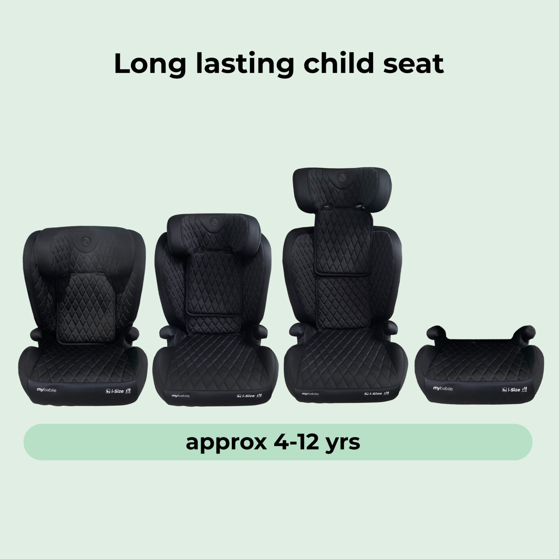 My babiie mbcs23 lite i size (100 150cm) high back booster car seat quilted black (6)