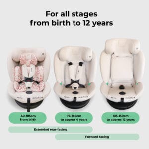 My babiie mbcs300 i size (40 150cm) spin car seat blush leopard (3)