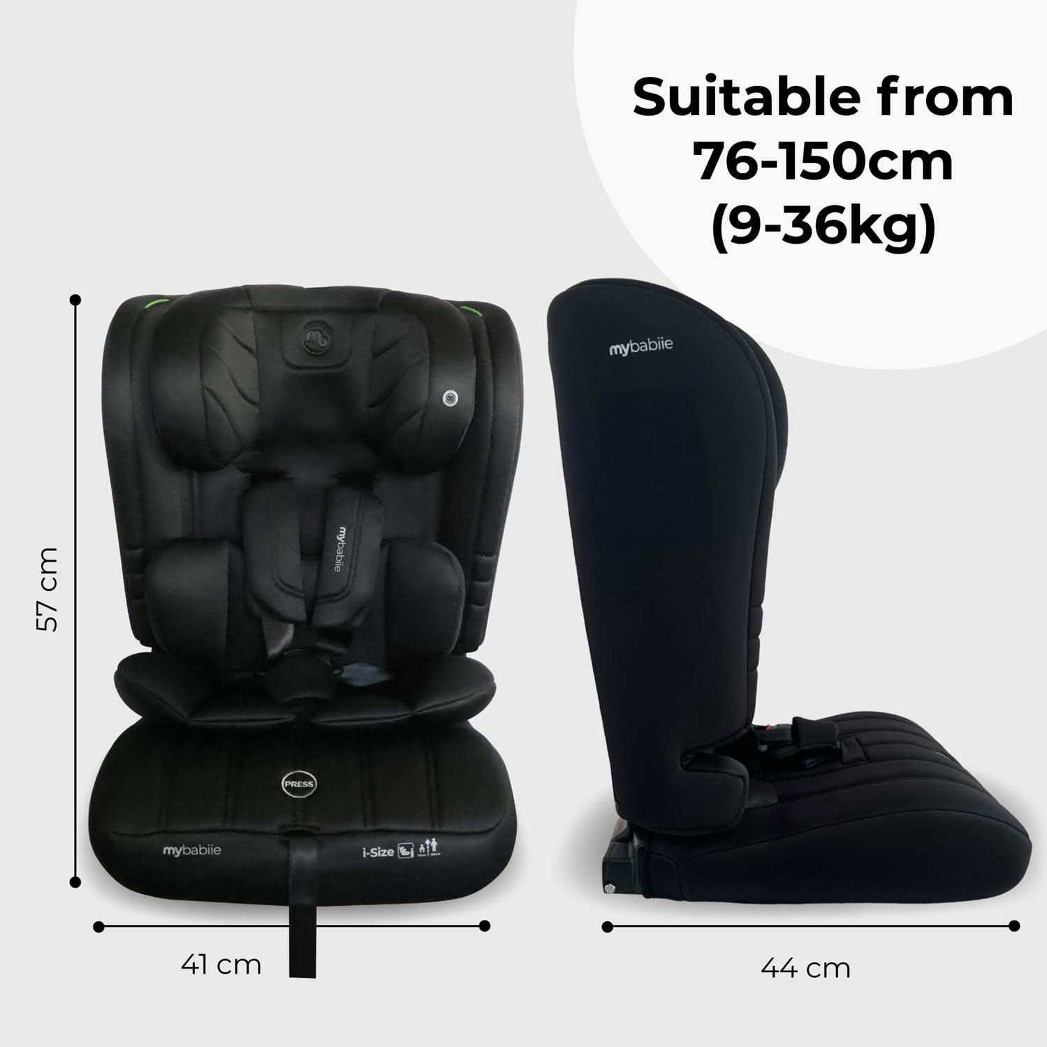 My babiie mbcs50 i size (76 150cm) car seat non isofix black (2)