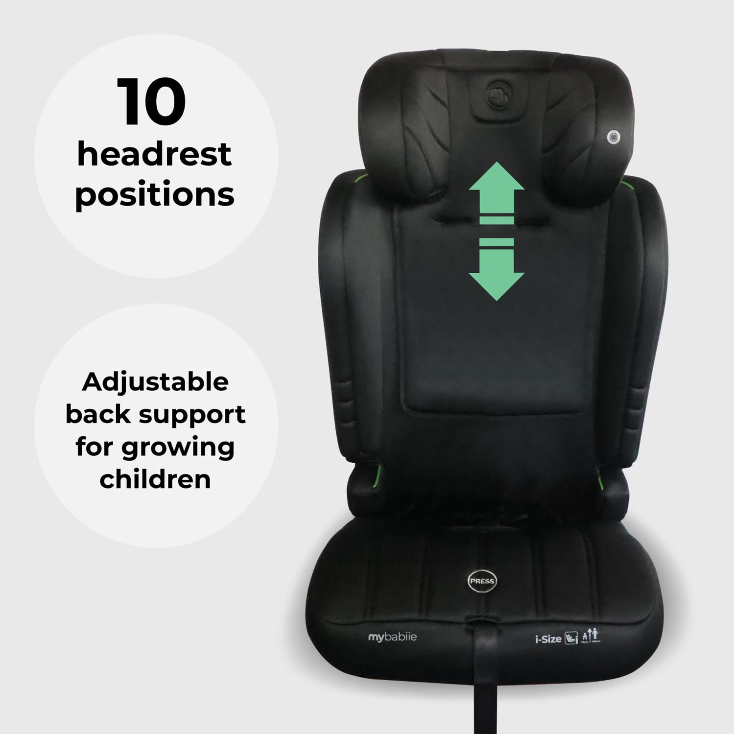 My babiie mbcs50 i size (76 150cm) car seat non isofix black (4)
