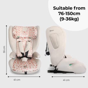 My babiie mbcs75 i size (76 150cm) car seat isofix blush leopard (2)