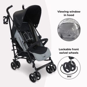 Mybabiee mb02 stroller black grey plus (2)