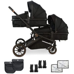 MyBabiee MB33 Tandem Stroller - Black Leopard