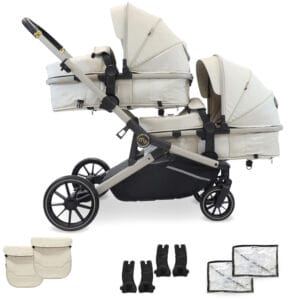 MyBabiee MB33 Tandem Stroller - Ivory