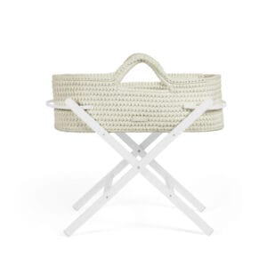 Ickle Bubba Nova Moses Basket and Stand - Cloud/White