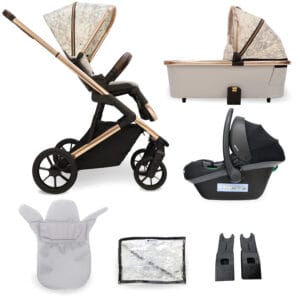 MyBabiie MB500 3-in-1 Travel System - Rose Gold Marble