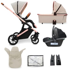 MyBabiie MB500 3-in-1 Travel System - Rose Gold Stone