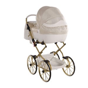 Junama dolce doll's pram white gold (1)