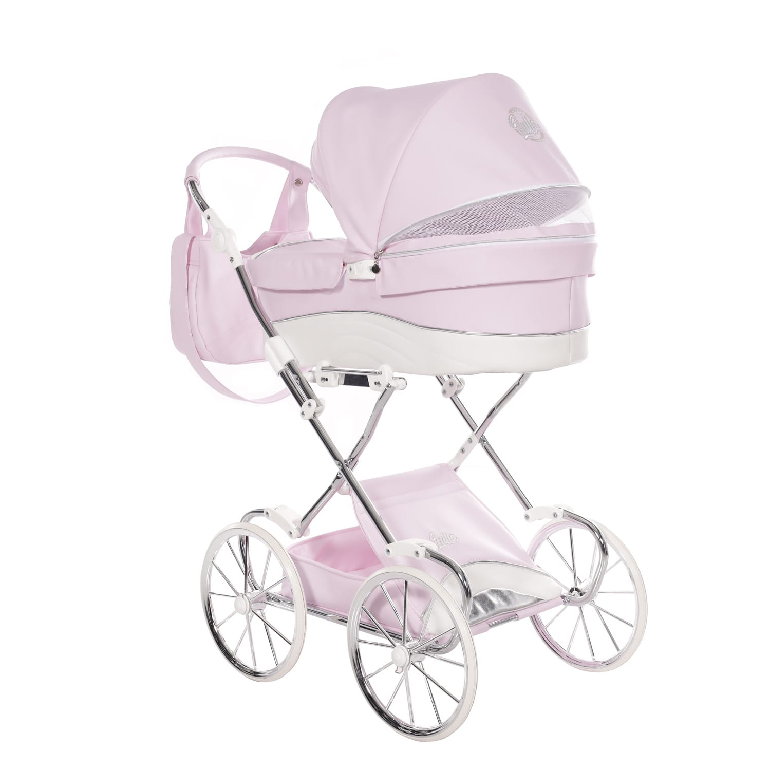 Junama lulla doll's pram pink (4)