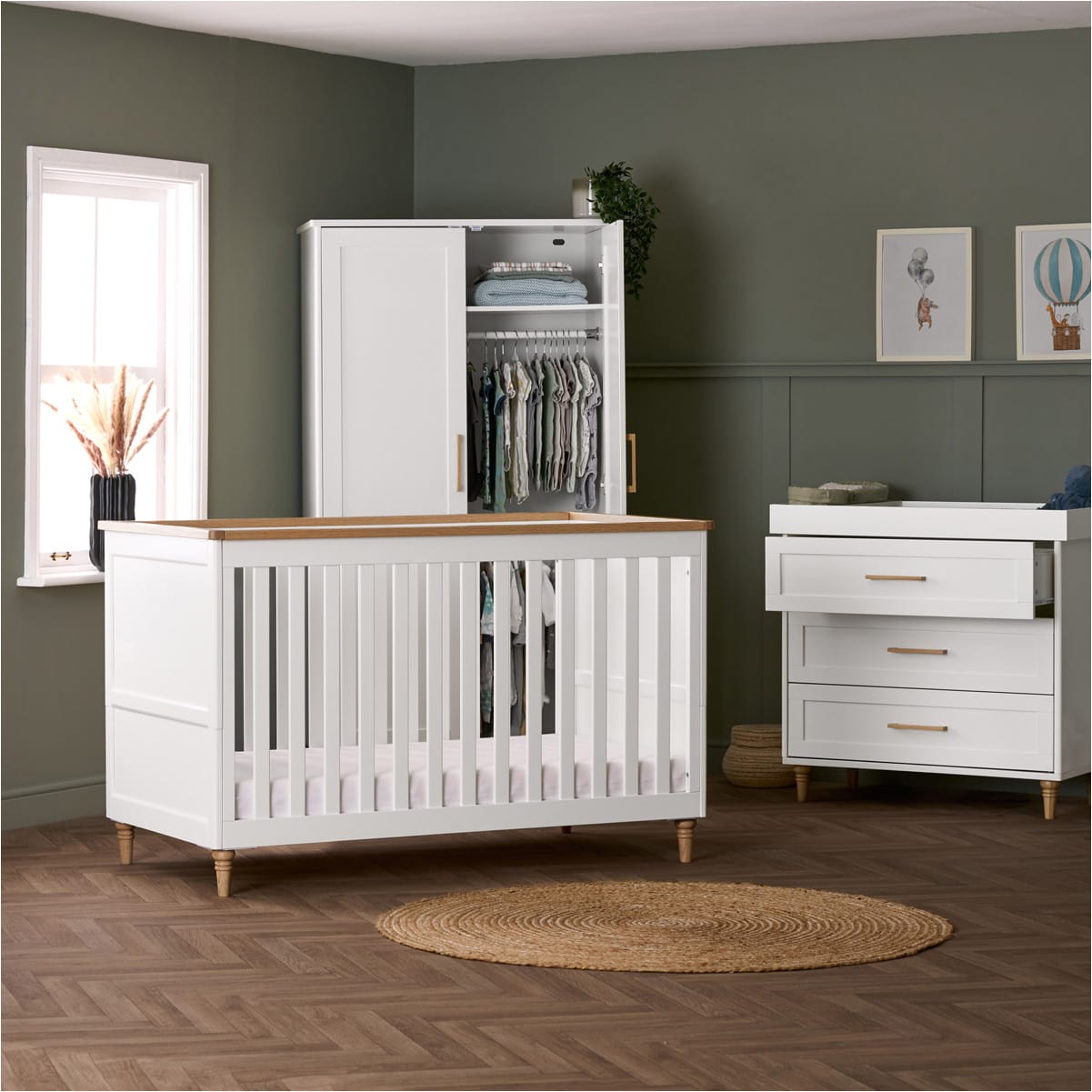 Obaby Orla 3 Piece Room Set - White with Oak