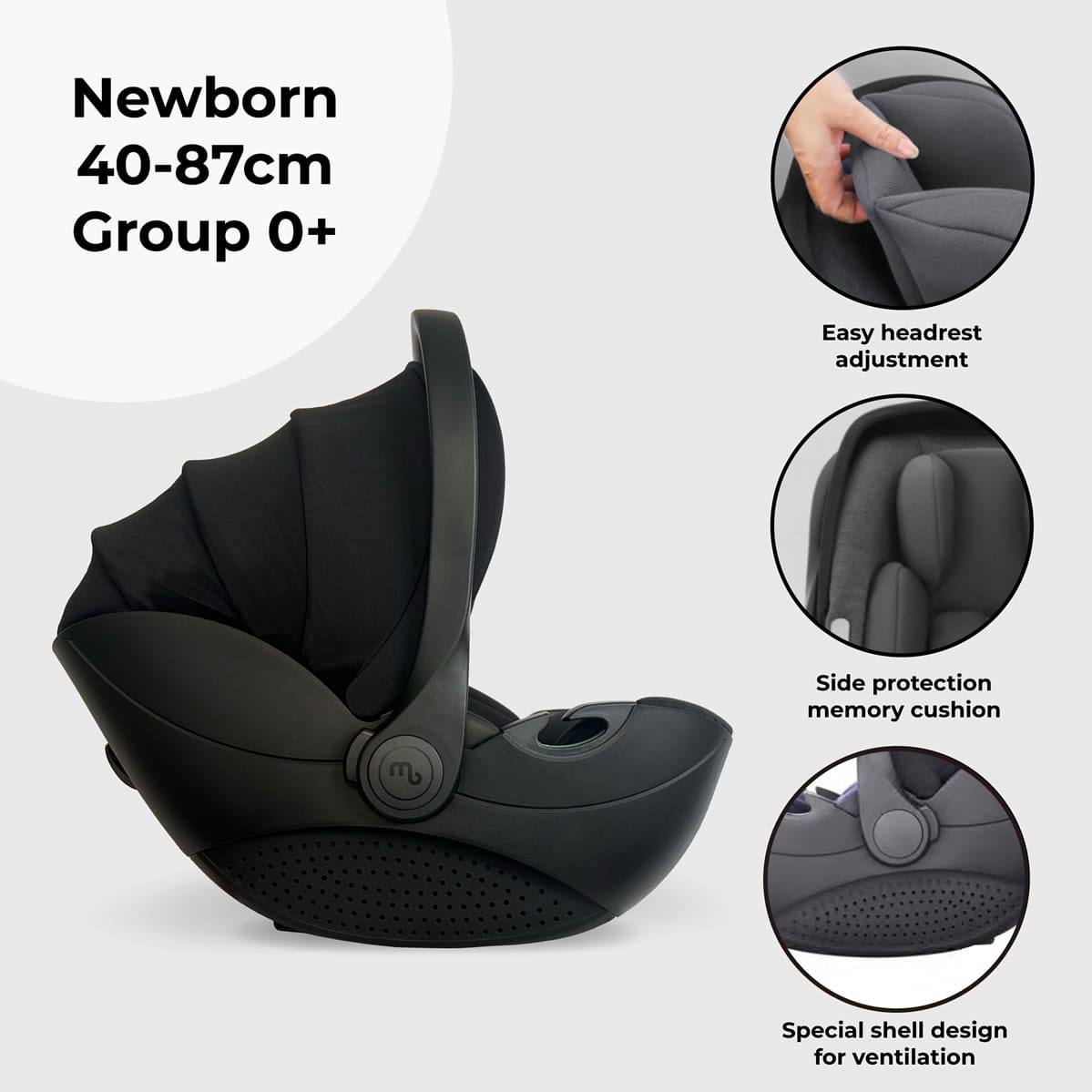 Mbcs05 rotating family set with base, infant carrier with toddler cae seat (4)