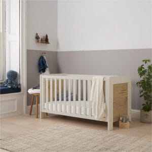 Tutti Bambini Alba Cot Bed - White Sand/Distressed Oak