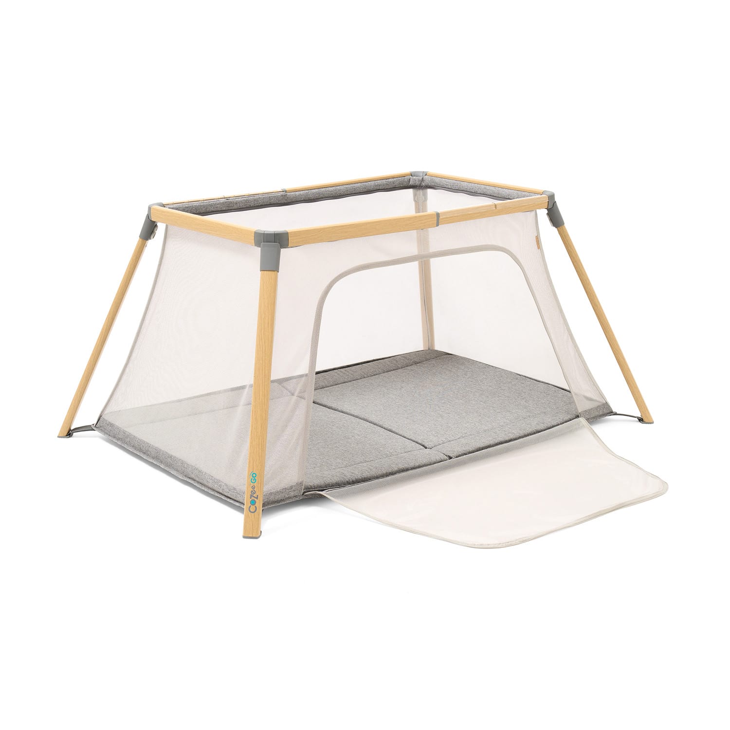 Tutti bambini cozee go 3 in 1 bassinet, travel cot & playpen oak charcoal (1)