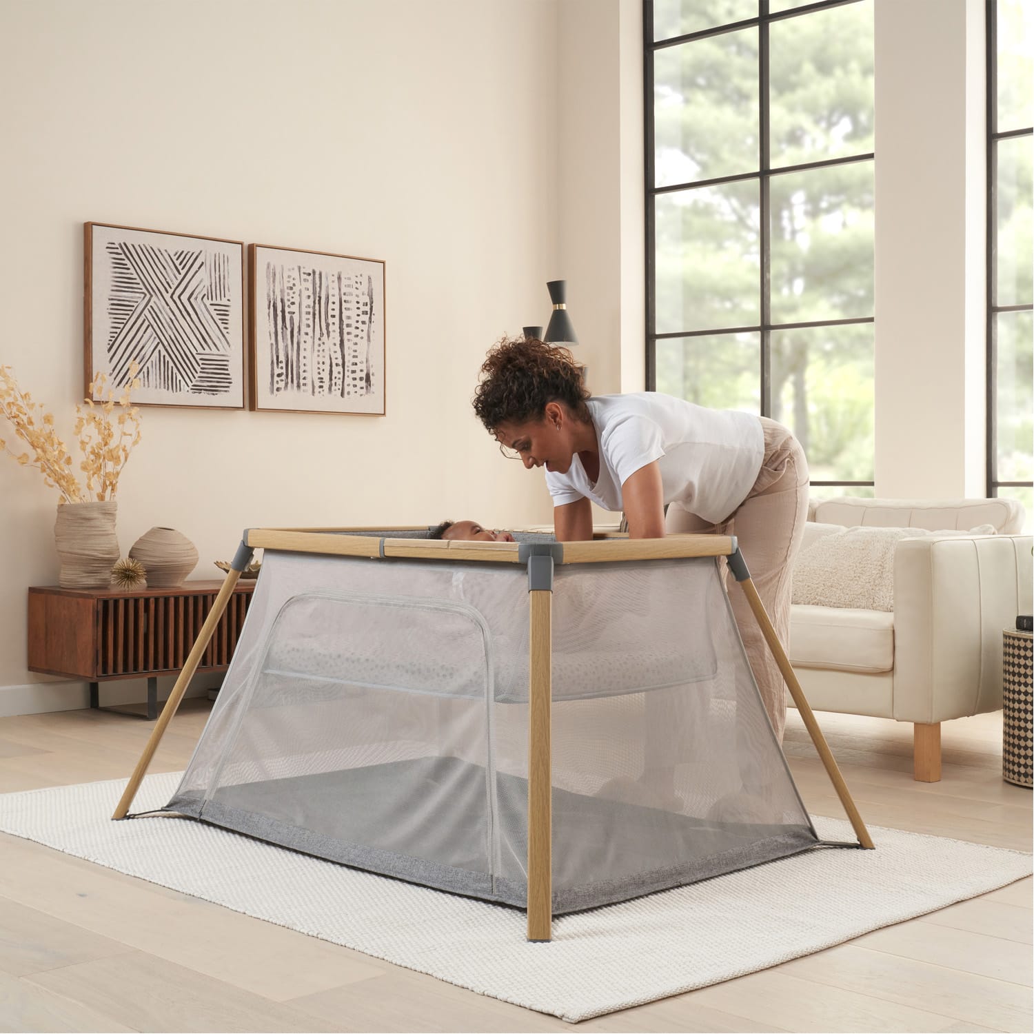 Tutti bambini cozee go 3 in 1 bassinet, travel cot & playpen oak charcoal (35)