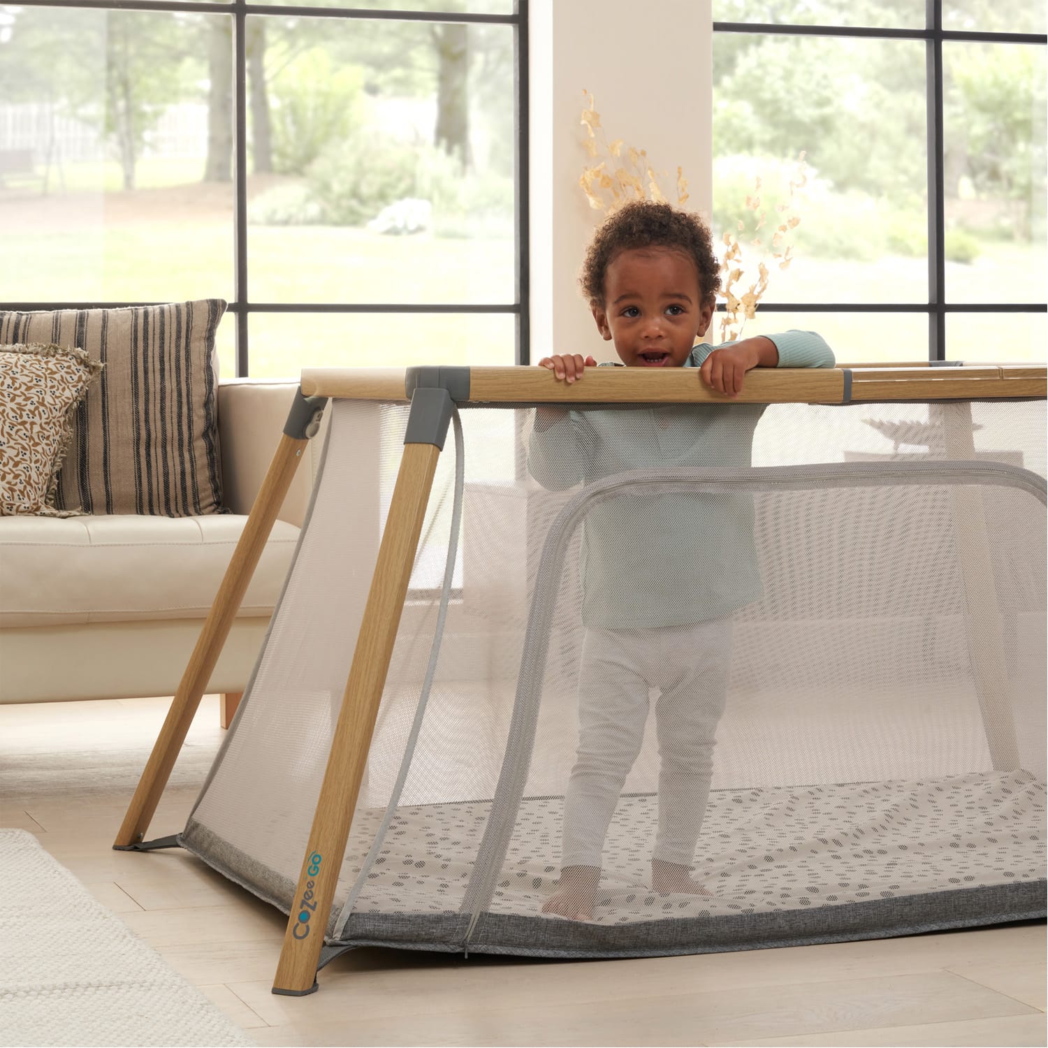 Tutti bambini cozee go 3 in 1 bassinet, travel cot & playpen oak charcoal (51)