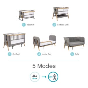 Tutti bambini cozee xl bedside crib & cot oak charcoal (13)