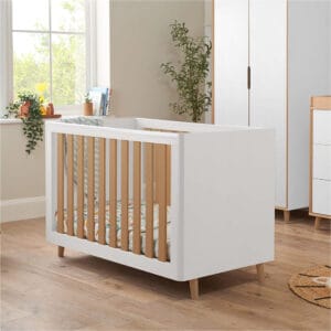 Tutti Bambini Fika Mini Cot Bed - White/Light Oak