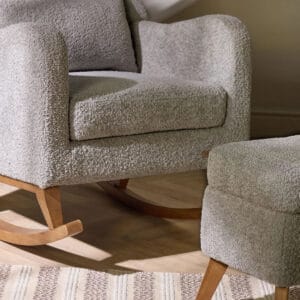Tutti bambini harper wingback rocking chair & foot stool teddy cloud grey (3)