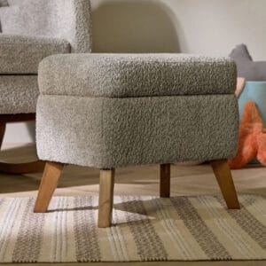Tutti bambini harper wingback rocking chair & foot stool teddy cloud grey (5)