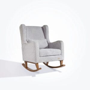 Tutti bambini harper wingback rocking chair & foot stool teddy cloud grey (7)