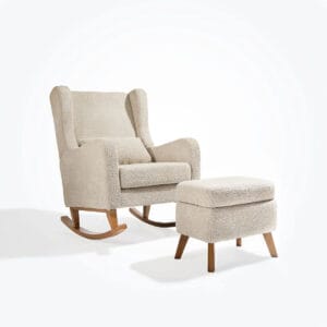Tutti bambini harper wingback rocking chair & foot stool teddy mushroom (5)