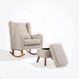 Tutti bambini harper wingback rocking chair & foot stool teddy mushroom (6)