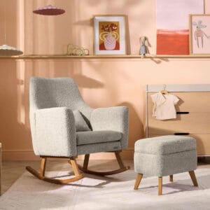 Tutti Bambini Oscar Luxe Rocking Chair and Footstool - Teddy Mushroom