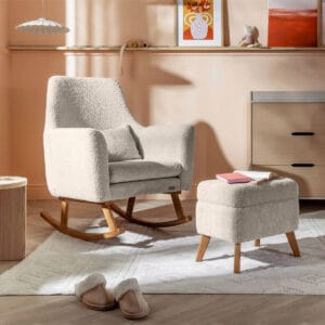 Tutti Bambini Oscar Luxe Rocking Chair and Footstool - Teddy Sage