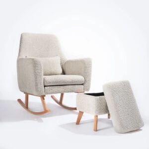 Tutti bambini oscar luxe rocking chair & foot stool teddy sage (9)