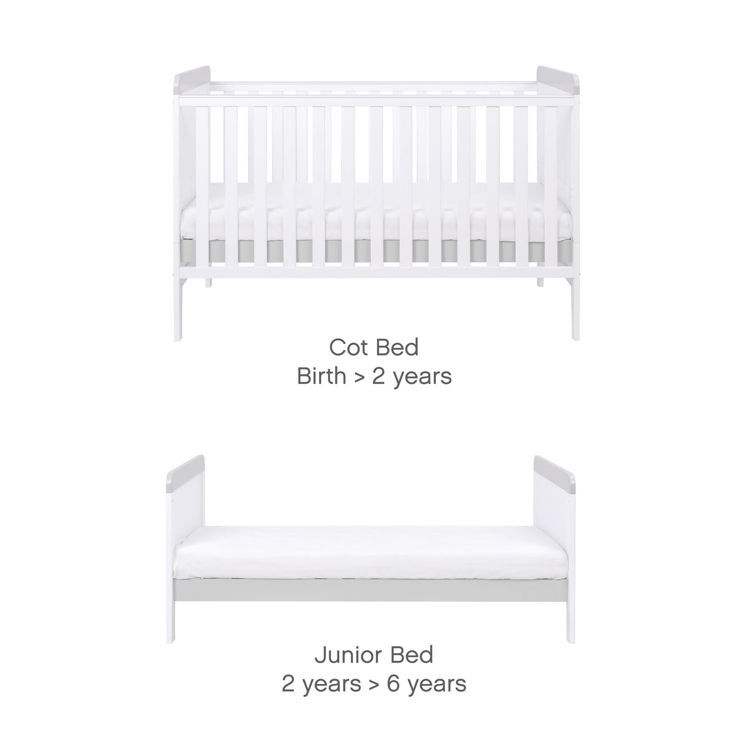 Tutti bambini rio cot bed with cot top changer & mattress white dove grey (4)