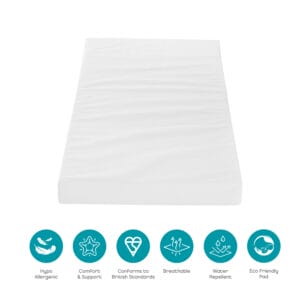 Tutti bambini rio cot bed with cot top changer & mattress white dove grey (6)