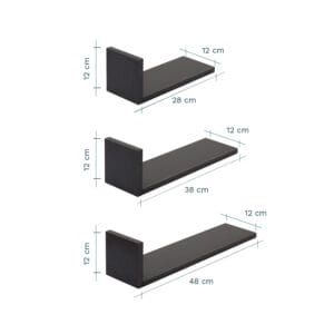 Tutti bambini rio set of three l shaped wall shelves slate grey
