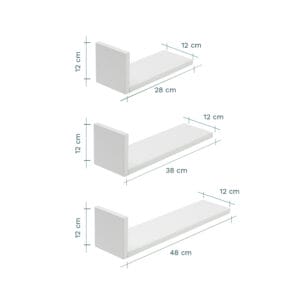 Tutti bambini rio set of three l shaped wall shelves white