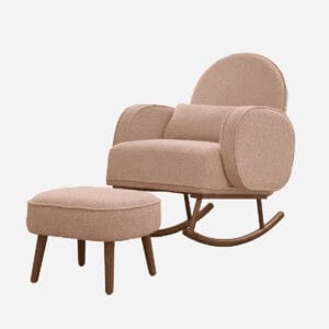 Micah rocking chair and footstool blush